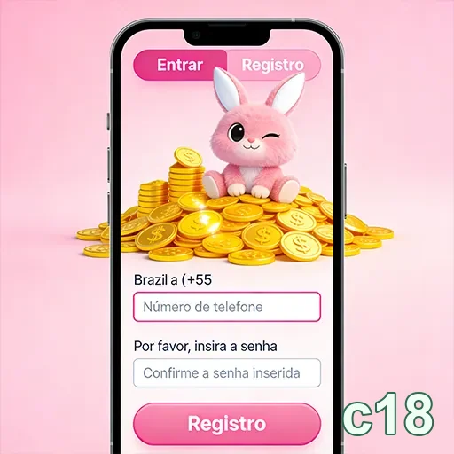 Tela de registro do cassino online c18 com opções de login.