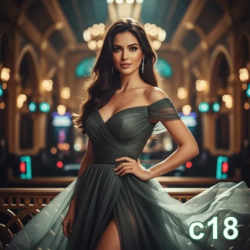Modelo elegante em ambiente de cassino c18.