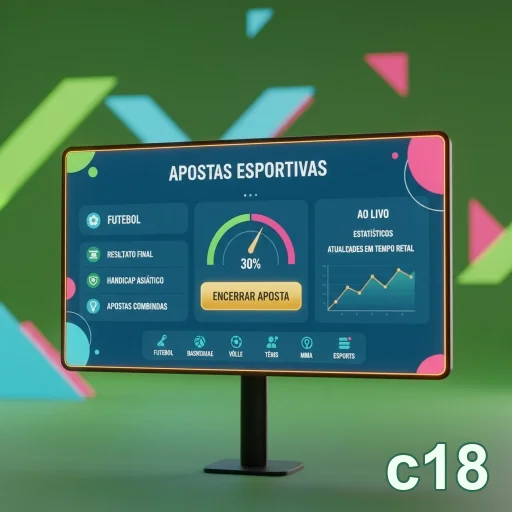 Tela do aplicativo c18 com opções de apostas esportivas ao vivo.