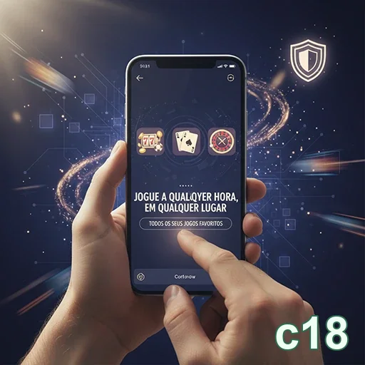 Interface mobile do cassino c18 com jogos e segurança.