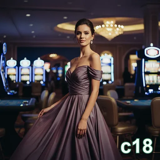 Jogadora elegante em cassino, representa acesso VIP no c18.