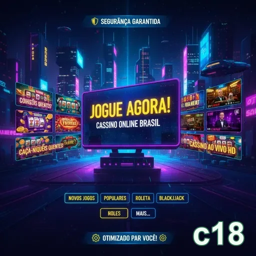 c18 exibe interface de jogos de cassino ao vivo em celular.