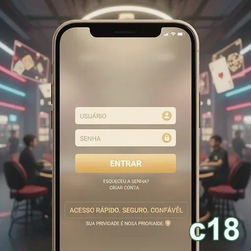 Tela de login do c18 com foco na segurança e agilidade.