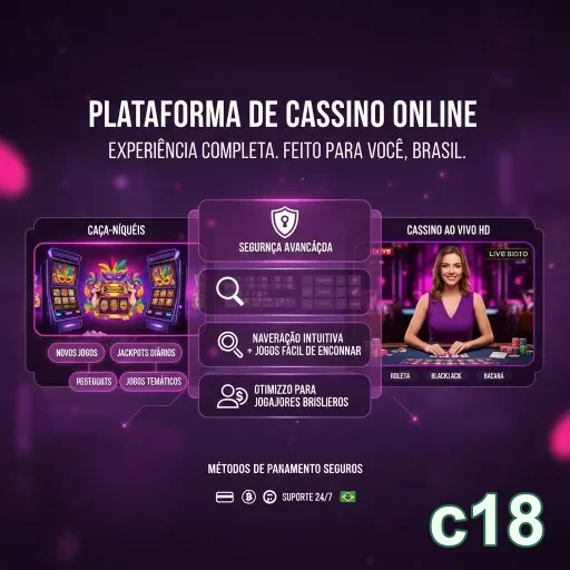 Interface de cassino online da c18 com jogos e promoções.