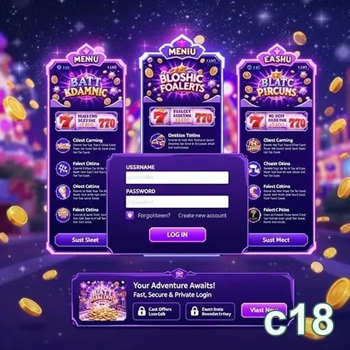 Interface de jogos de slots disponíveis no c18.