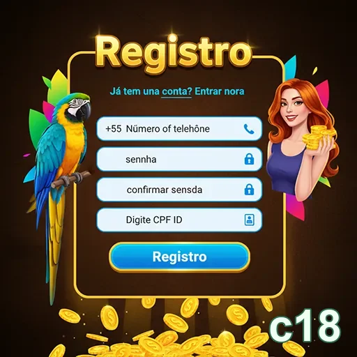 Tela de registro do cassino online c18 com opções de conta.