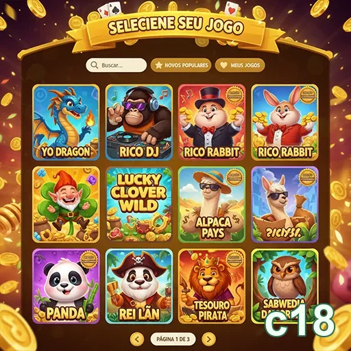 Tela do cassino c18 com jogos de slot disponíveis.