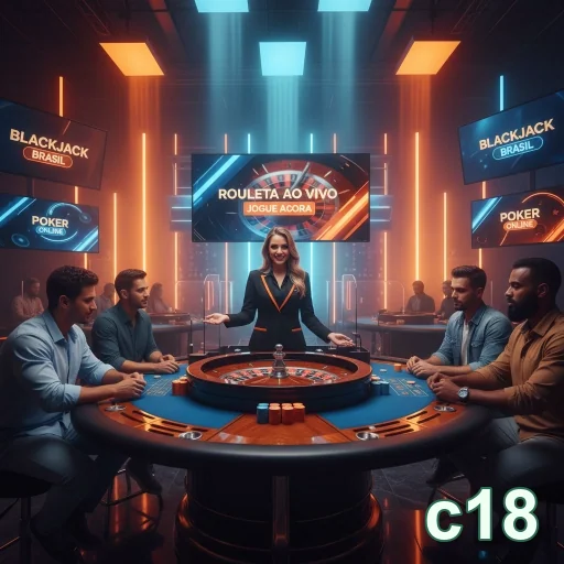 Dealer ao vivo no c18 apresenta roleta e blackjack.