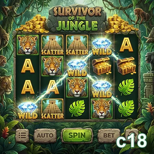Interface do jogo Survivor of the Jungle no c18.