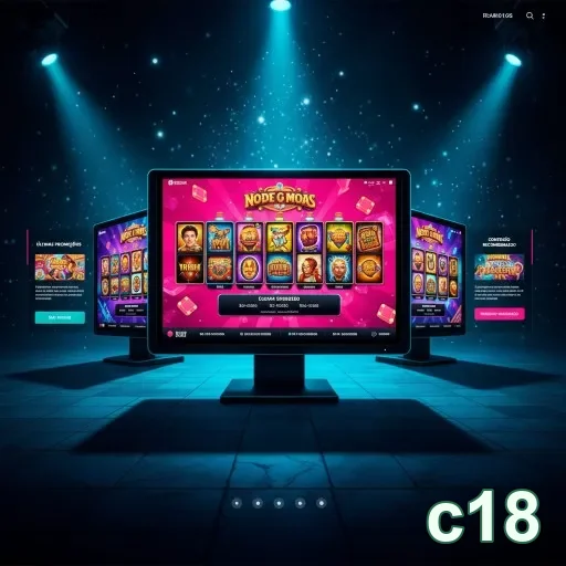 Monitores exibindo jogos de cassino no c18 com elementos VIP.