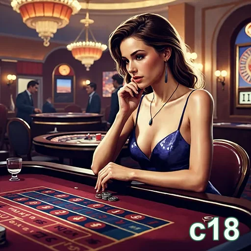 Jogadora em mesa de roleta no c18 com dealers VIP.
